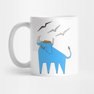 Geometric Bull with Birds Mug